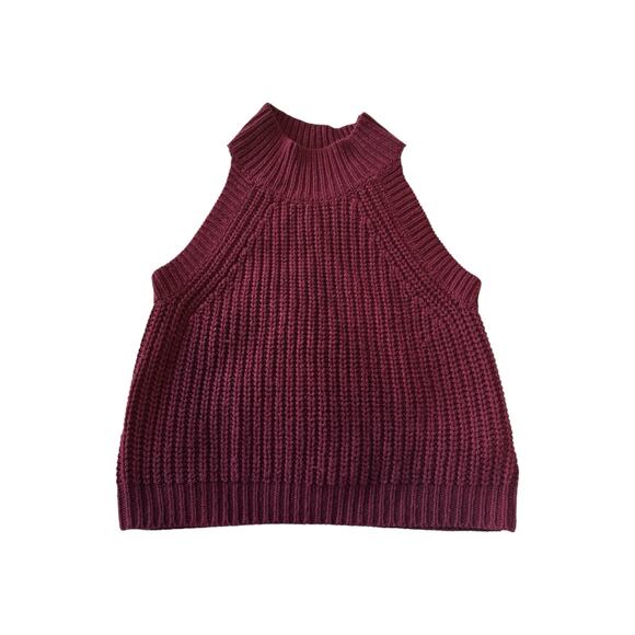 Cecico Maroon Knit Sleeveless Turtleneck Sweater Vest Size Small Acrylic Fall - Picture 3 of 6
